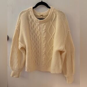Free People Cream Cable Knit Sweater